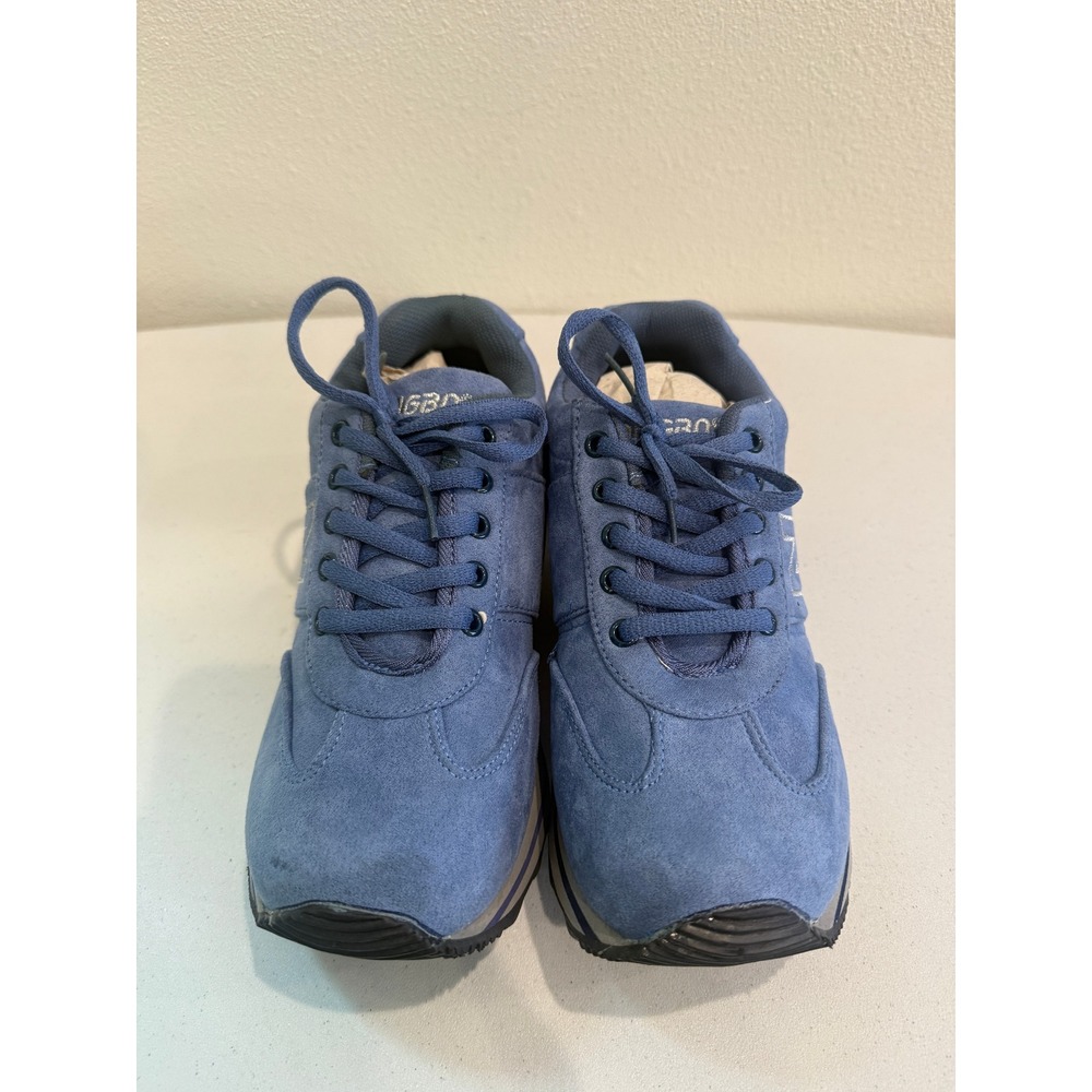 Longbo Blue Suede Low Top Sneakers Mens Size 39 Lace Up Casual Athletic Shoes